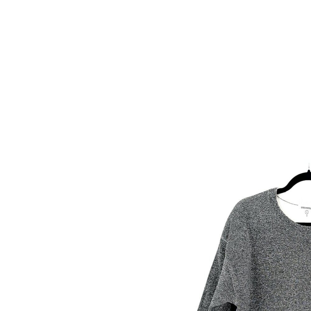 Good American All That Glitters Silver Knit Sweatshirt Zipper Detail - Picture 4 of 9